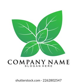 Mint leaf illustration vector logo