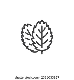 Mint leaf line icon. linear style sign for mobile concept and web design. Mint herb outline vector icon. Symbol, logo illustration. Vector graphics