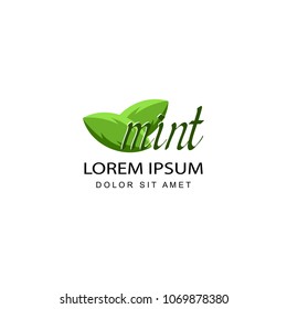 mint leaf logo template design vector