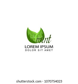 mint leaf logo template design vector