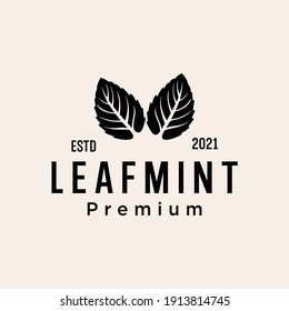 mint leaf nature logo design vector