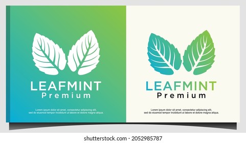 mint leaf nature logo design vector
