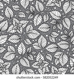 Mint leaf pattern. Peppermint leaves sketch vector background for tea wrapping paper. Organic background with natural leaf illustration