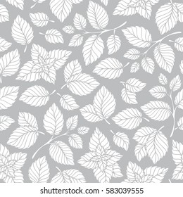 Mint leaf pattern. Peppermint leaves sketch vector background for tea wrapping paper. Organic background with natural leaf illustration