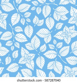 Mint leaf pattern. Peppermint leaves sketch vector background for tea wrapping paper. Organic background with natural leaf illustration