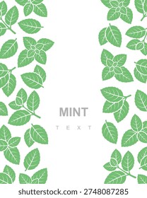 Mint leaves background, pattern set. Collection mint leaves icons. Vector