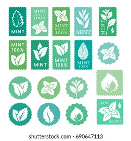 Mint leaves badges, banners and stickers collection