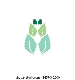 Mint leaves flat vector color icon template