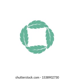 Mint leaves flat vector color icon template
