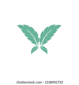 Mint leaves flat vector color icon template
