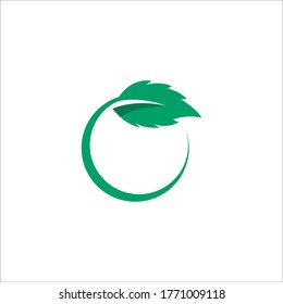 Mint leaves flat vector color icon template