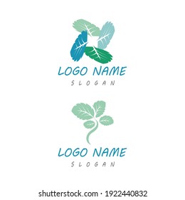 Mint leaves flat vector color icon template illustration design
