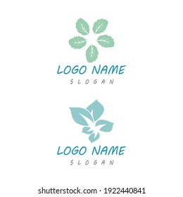 Mint leaves flat vector color icon template illustration design