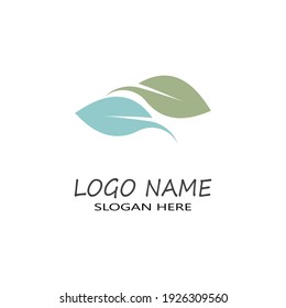 Mint leaves flat vector color icon template