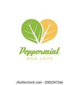 Mint leaves flat vector color icon template illustration design