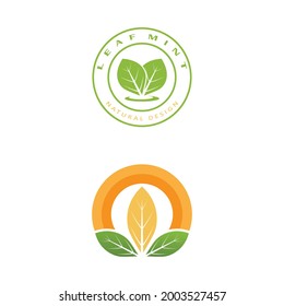 Minze hinterlässt flache Vektorfarbsymbol-Vorlagengrafik-Design