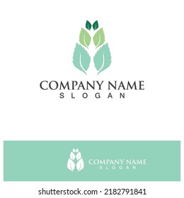 Mint leaves flat vector color icon template
