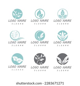 Mint leaves flat vector color icon template illustration design