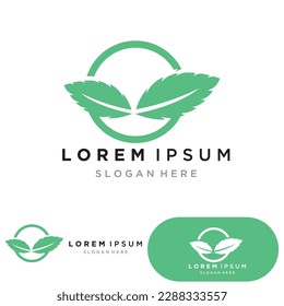 Mint leaves flat vector color icon template