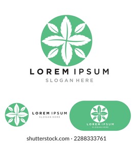 Mint leaves flat vector color icon template