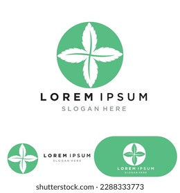 Mint leaves flat vector color icon template
