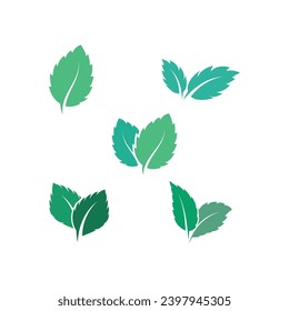 Mint leaves flat vector color icon template illustration design