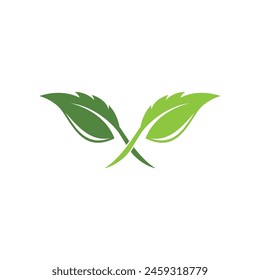 Mint leaves flat vector color icon template