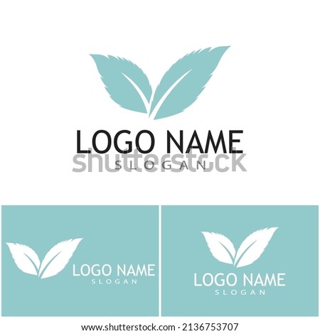 Mint leaves flat vector color icon template illustration design