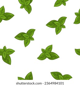 mint leaves herb for food card design seamless pattern