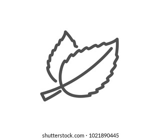 Mint Leaves Line Icon. Herbal Leaf Sign. Tea With Mentha Symbol. Quality Design Element. Editable Stroke. Vector