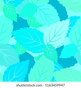 Mint leaves seamless pattern. Vector floral background.