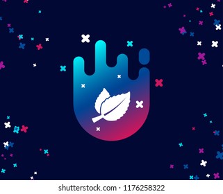 Mint leaves simple icon. Herbal leaf sign. Tea with Mentha symbol. Cool banner with icon. Abstract shape with gradient. Vector