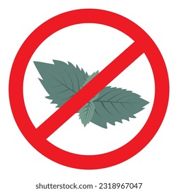 Mint leaves in trendy shades with lettering on a transparent background. Sticker. Icon. Isolate. EPS. Vector design for wrapping, sticker or poster, banner, brochures or cards, price tag, label or web