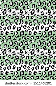 Mint Leopard Abstract Stripes All-Over Seamless Pattern