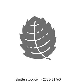 Mint, lettuce, basil, herb grey icon. Isolated on white background