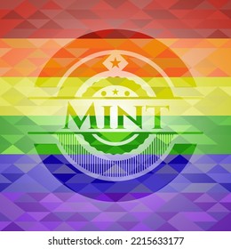 Emblema de los colores de Mint lgbt. Ilustración vectorial. Mosaico. 