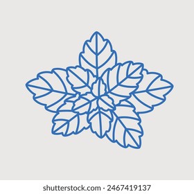 Mint. Line art, retro. Plants and herbs for cosmetics.