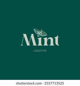 Mint logo. Modern typography with pictogram. Brand image