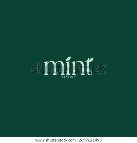 The "mint" logo uses a unique, modern font, creating a fresh and natural impression. The uniqueness is evident in the leaf above the "i" and the leaf above the "t," which symbolize freshness, life