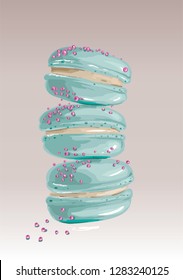 mint macarons with pink dressing
