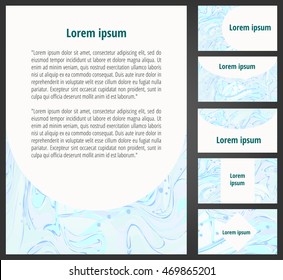 Mint marbling paper flayer template and business cards set