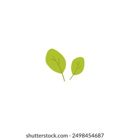 Mint or Melissa leaves icon. Natural fresh green fragrant herb, tea flavor foliage. Vector botanical floral decoration element isolated on white. Two leaf eco condiment