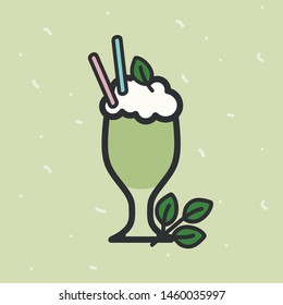 Mint milkshake on a light green background - vector illustration
