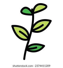 Mint mix icon outline vector. Food plant. Seasoning salad color flat