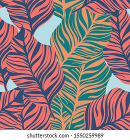Mint Monstera Leaf Vector Seamless Pattern. Mud Vintage Monstera Wallpaper Island Design. Mud Tree Decoration Texture. Red Monstera Leaf Wallpaper