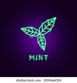 Minz Neonetikett. Vektorgrafik der Bleiwerbung.