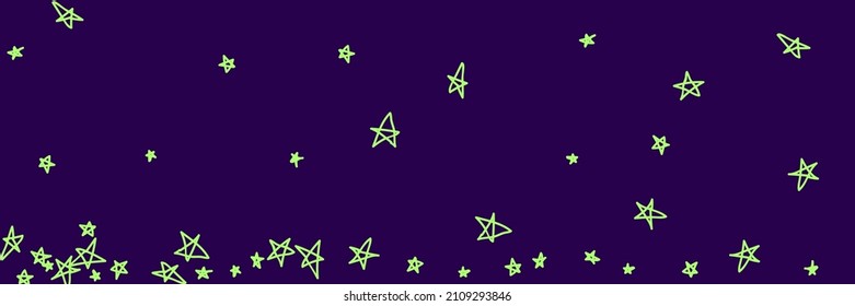 Mint Night Bright Shiny Vivid Purple Lavender Illustration. Vivid Kids Neon Pastel Stars Childish Purple Green Stars Background. Vibrant Shiny Chaotic Naive Dark Lavender Violet Handdrawn Stars.