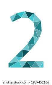 Minze Nummer 2 Polygonstil einzeln auf weißem Hintergrund. Lernnummern, Seriennummer, Preis, Ort