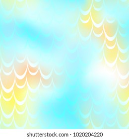 Mint orange mermaid vector background. Fresh iridescent background. Fish scale pattern. Mermaid seamless pattern tile. Holographic gradient. Mermaid skin seamless pattern. Mermaid wrapping paper