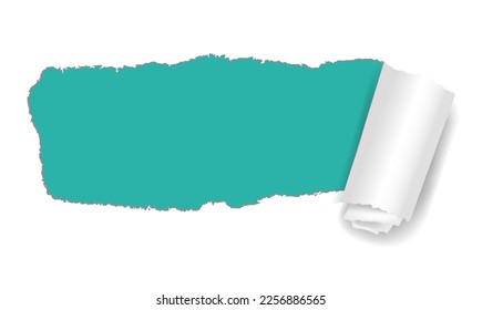 Mint Paper With Ripped Paper With Gradient Mesh, Vector Illustration